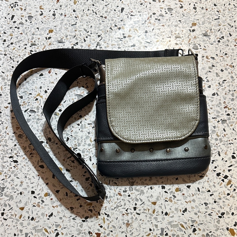 Stylish Black and Gray Crossbody Bag made in USA